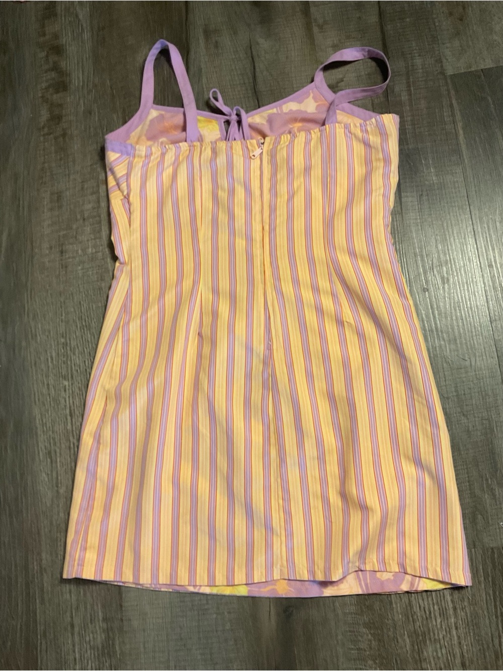 Handmade Reversible Cotton Sundress Floral Stripe Tie Strap Dress M/L Boho - Picture 5 of 10